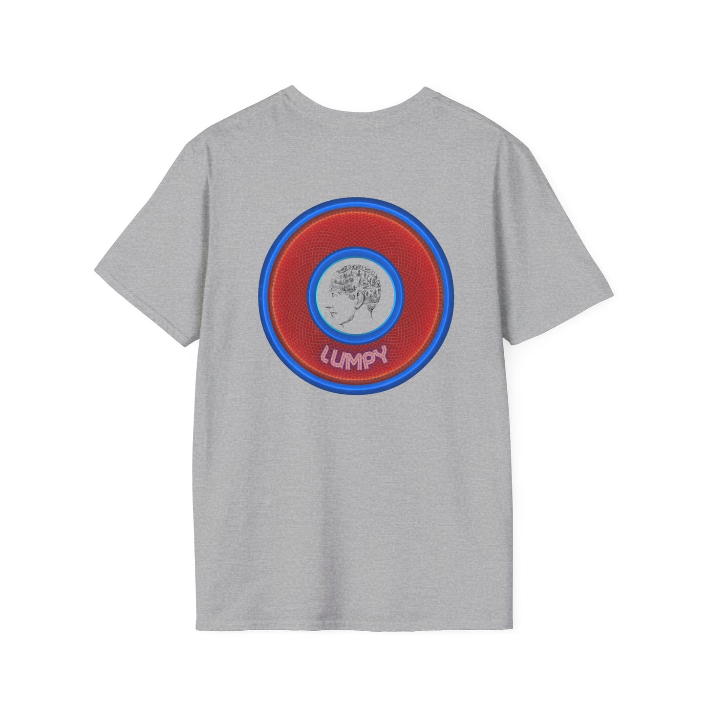 Classic Donut Tee - Unisex Soft-Style - "The Lumpy Donut" - variant 1 - red/blue donut