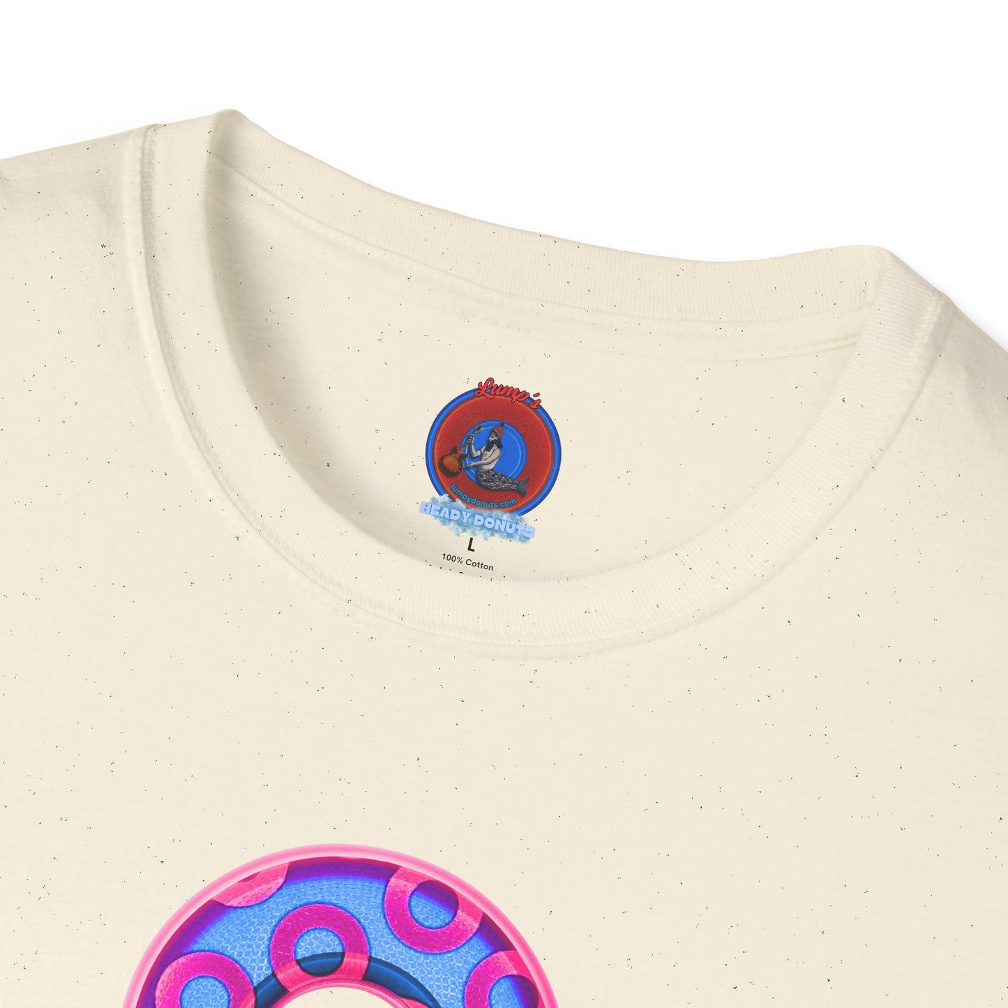 Plain Donuts/Unisex Soft-Style - "Plain Rustic Paradoxical Donuts" - light blue/magenta donuts