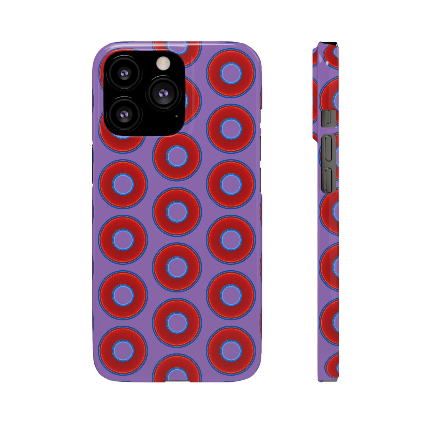 Lumpy Donut Snap Case - red vivid donut print w/light purple background