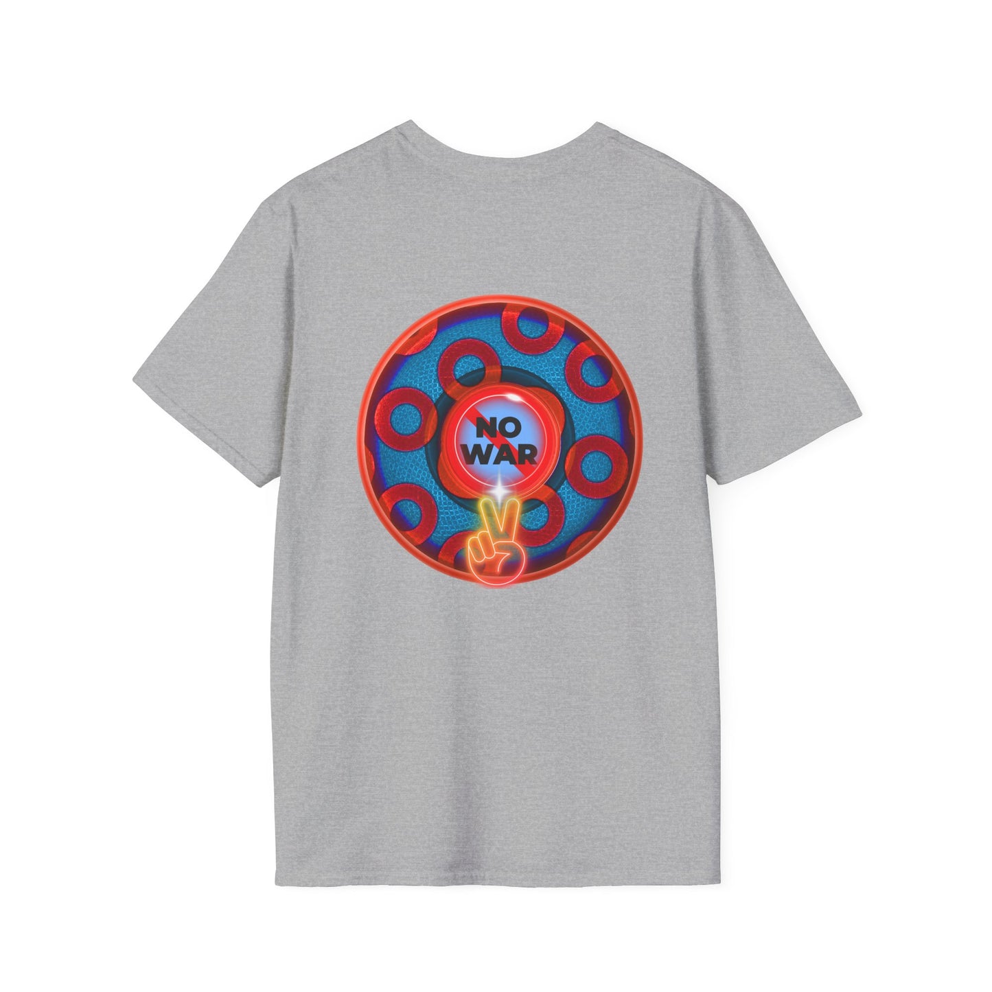 Classic Donut Tee - Unisex Soft-Style - "Peace of Donut" - blue/red paradox donut - [*charitable print - 50% of profit to Alliance for Peacebuilding]
