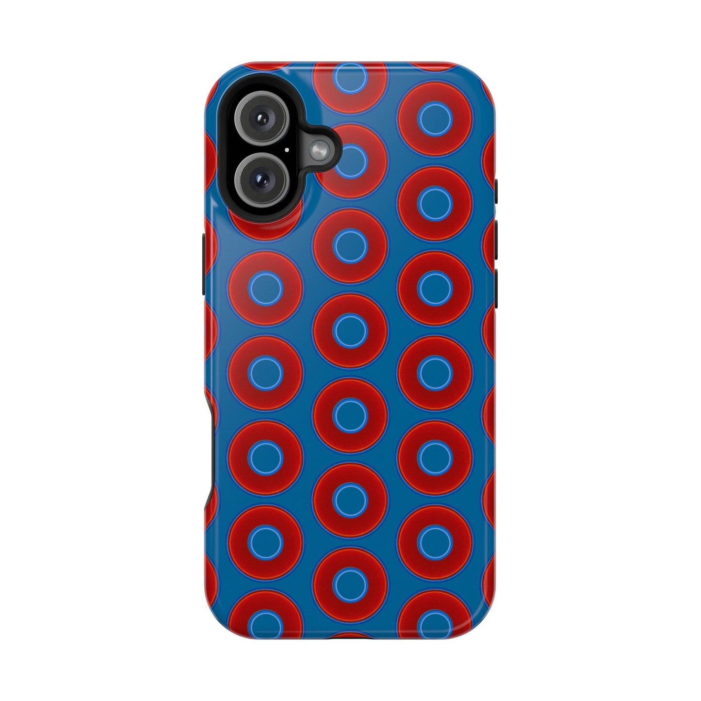 Magnetic Tough Donut Case - red vivid donut print w/wavy navy blue background