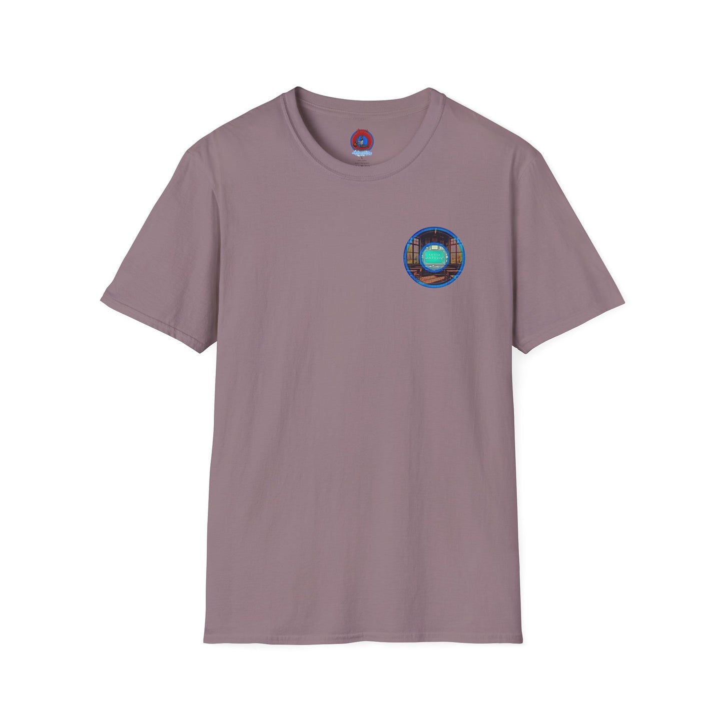 Classic Donut Tee - Unisex Soft-Style - "The Torturous Chalk Dust Donut  " - blue/red picture donut