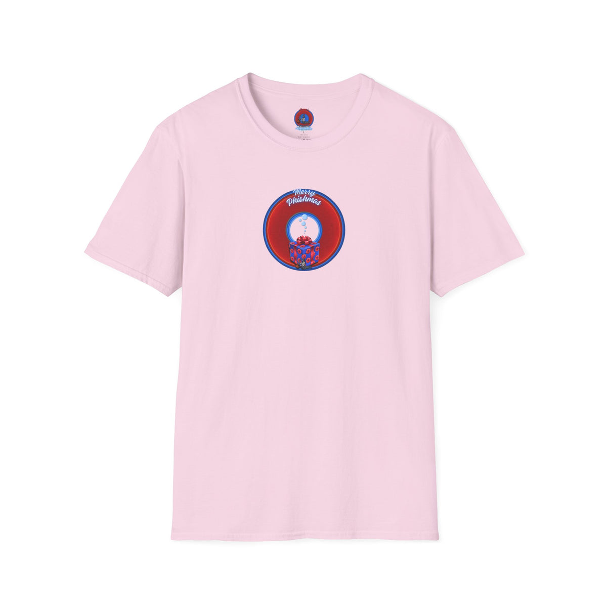 Classic Donut Tee - Unisex Soft-Style - "Phishmas Caroler's Tee " - vivid red/blue donut - variant 2