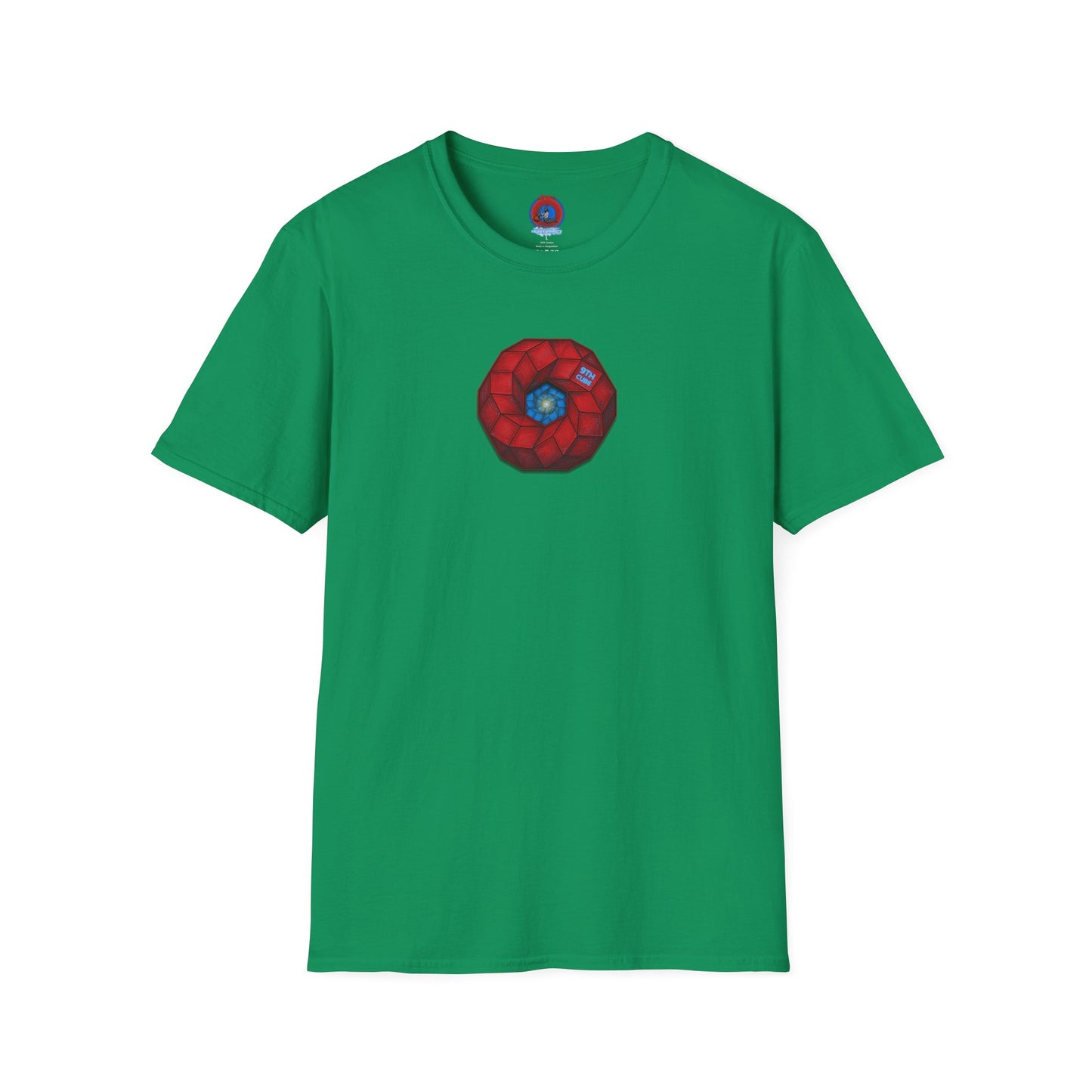 Classic Donut Tee - Unisex Soft-Style - "The 9th Donut" - rustic red/blue cubed donut - variant 2