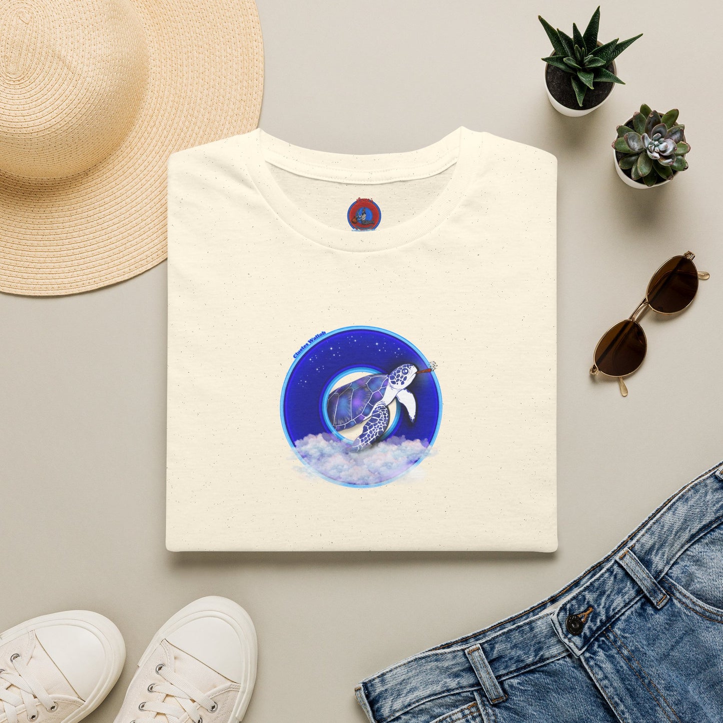 Classic Donut Tee - Unisex Soft-Style - "Clueless Wallob's Donuts" - vivid blue sky donut