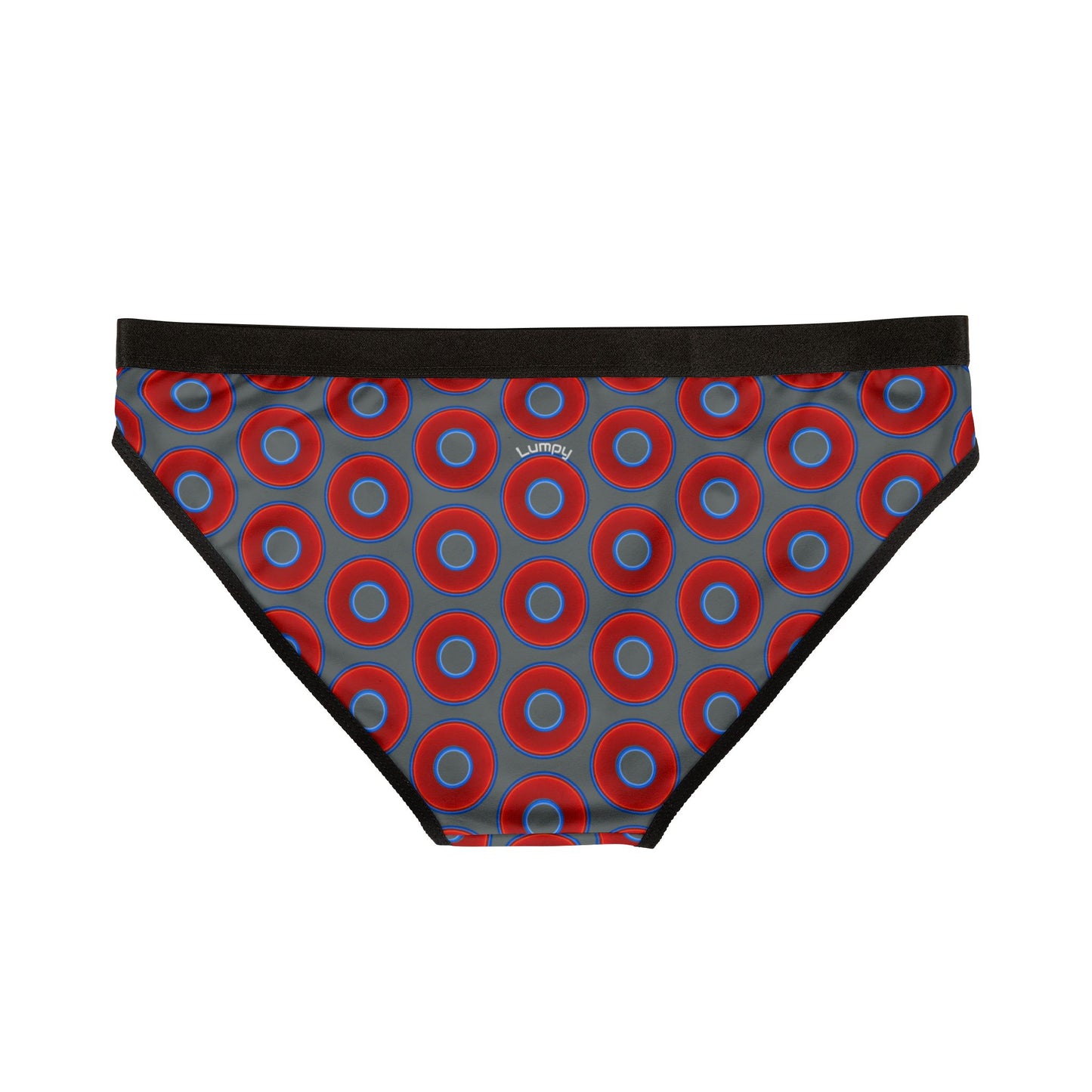 Lumpy Donut Underwear - vivid red donut print w/dark gray background