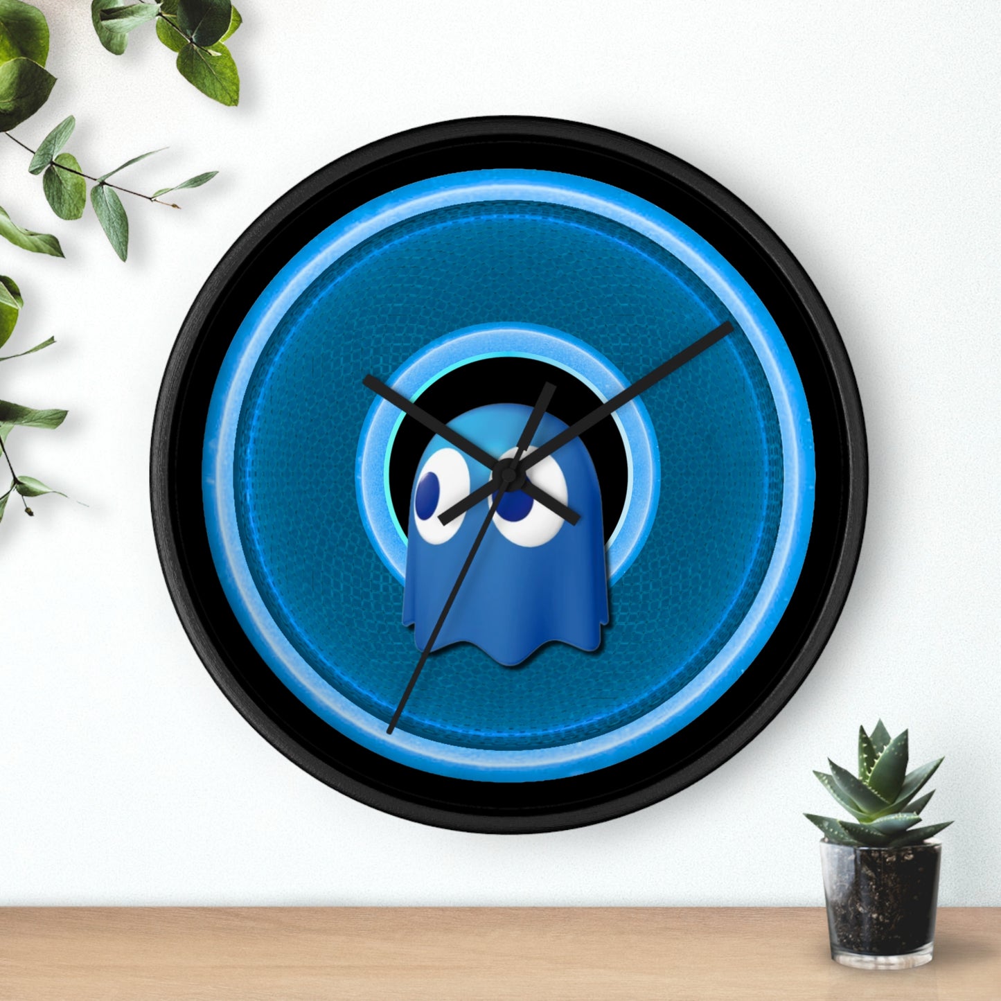 Lumpy Wall Clock - "Story of the Donut Clock" - variant 2 - rustic blue donut w/black background