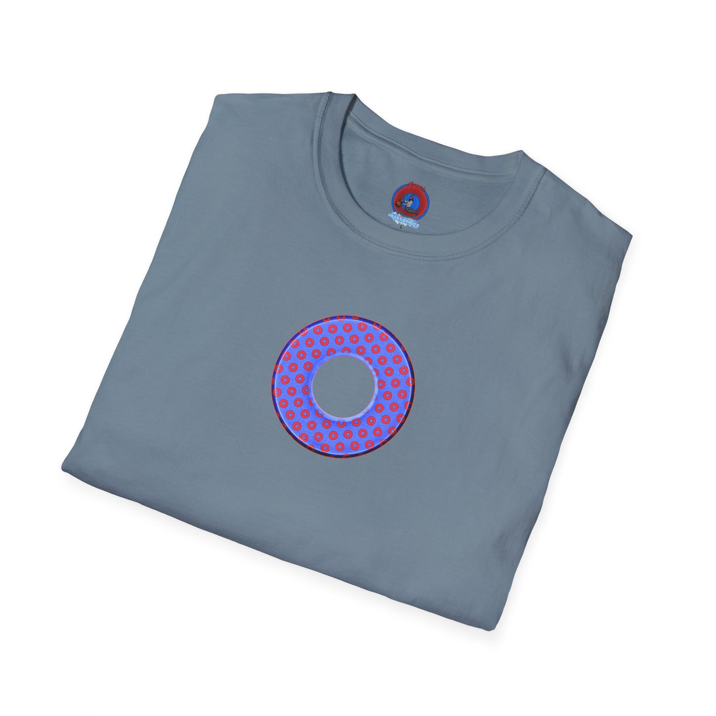 Plain Donuts/Unisex Soft-Style - "Plain Electric Paradoxical Donuts" - bright royal blue/red coral donuts
