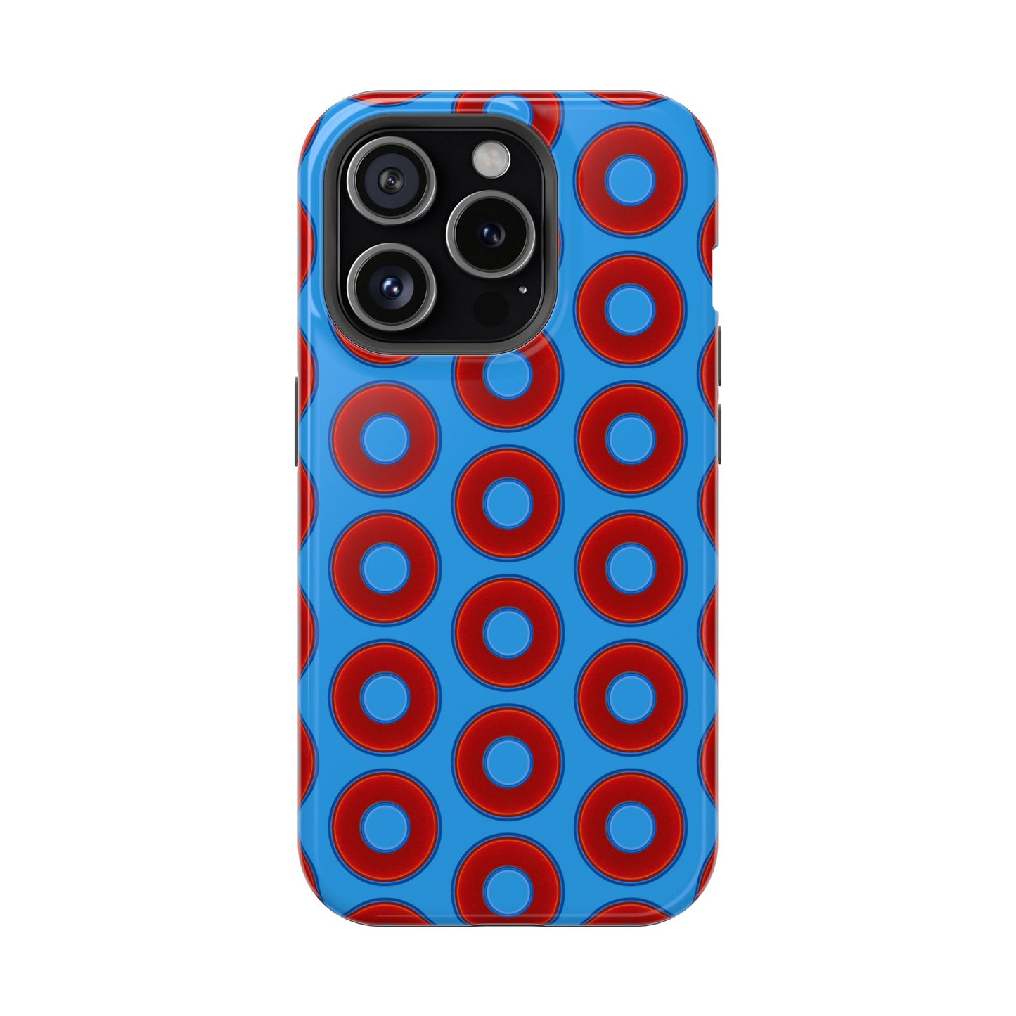 Impact-Resistant Lumpy Donut Case - red vivid donut print w/sky royal blue background