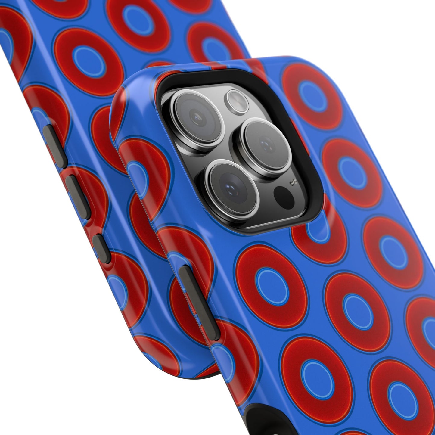 Magnetic Tough Donut Case - red vivid donut print w/medium royal blue background