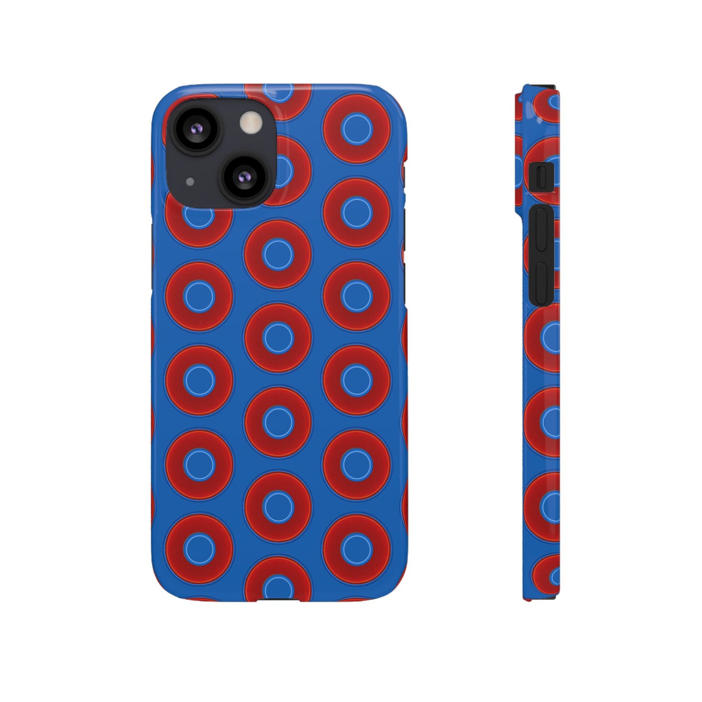 Lumpy Donut Snap Case - red vivid donut print w/dark royal background