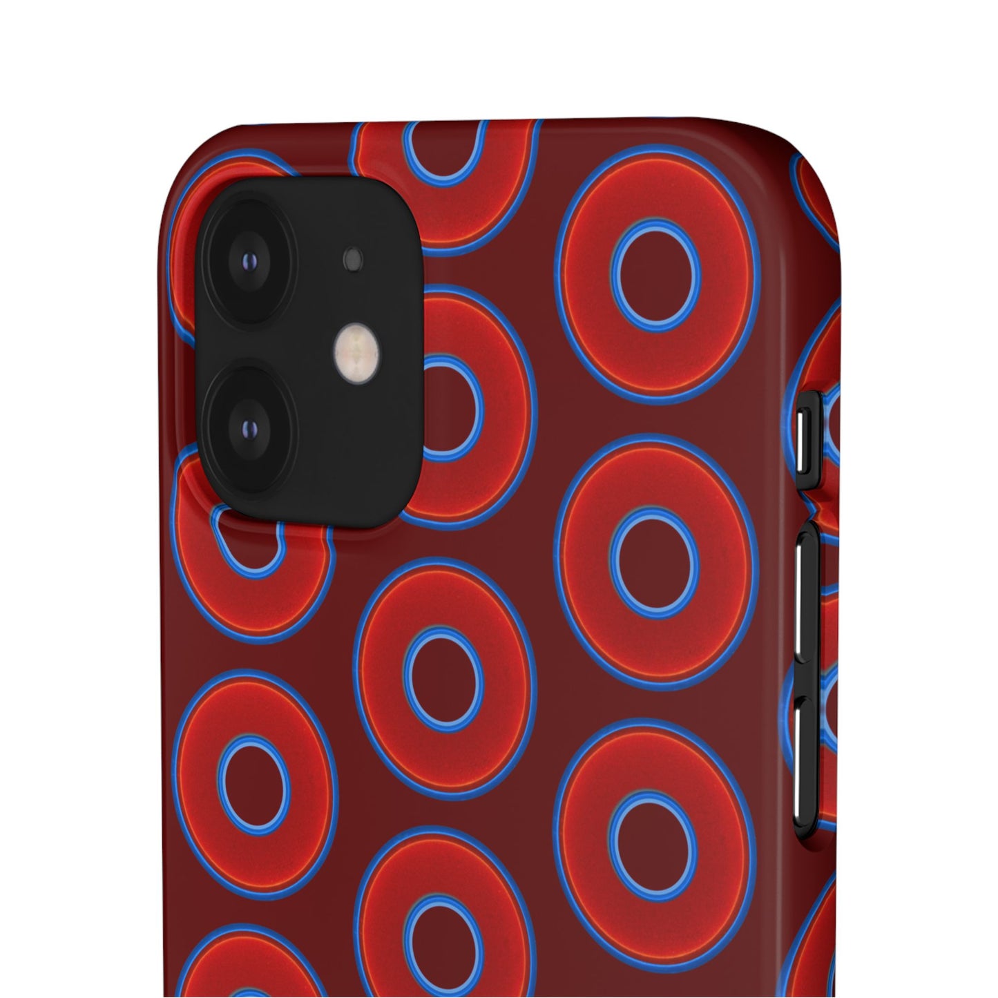 Lumpy Donut Snap Case - red vivid donut print w/dark red background