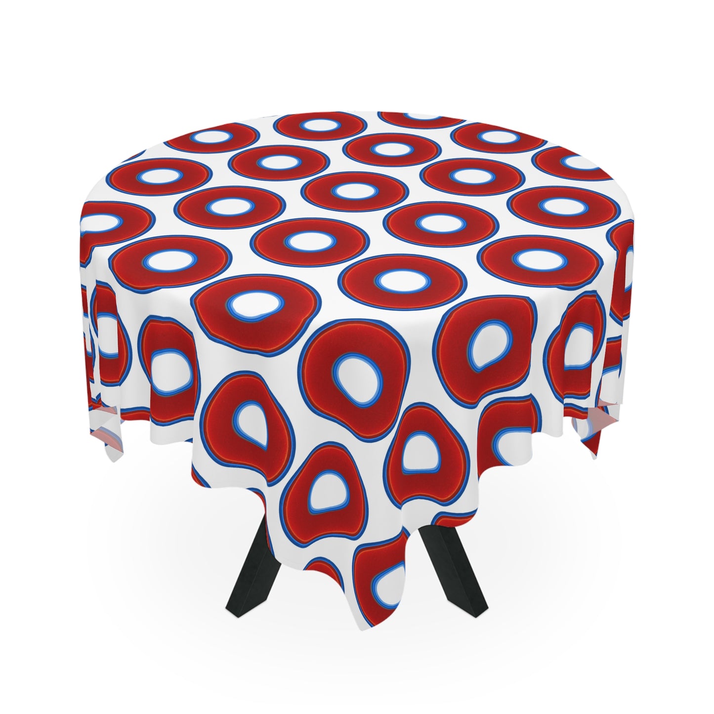 Lumpy Tablecloth - 55.1" x 55.1" - vivid red donuts w/white background