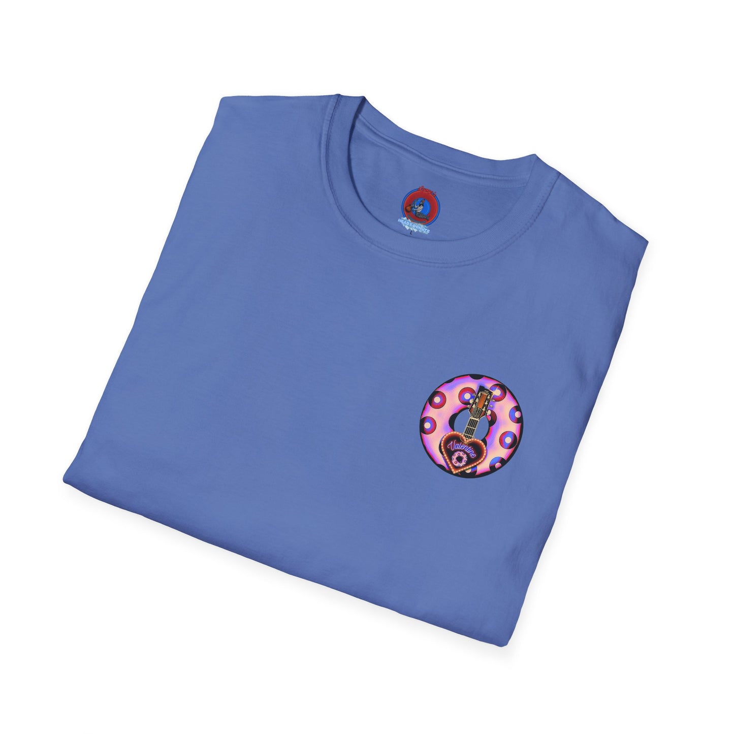 Classic Donut Tee - Unisex Soft-Style - "Would You Be My Donut?" - paradoxical faded purple/red donut - variant 3