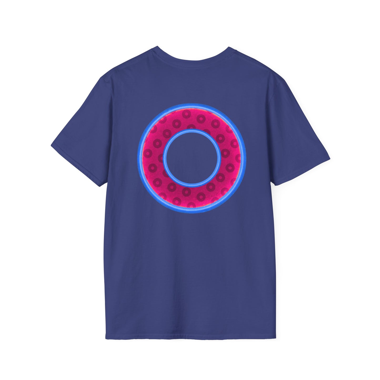 Plain Donuts/Unisex Soft-Style - "Plain Wide Mouthed Paradoxical Donuts" - bright magenta/light blue royal blue donuts