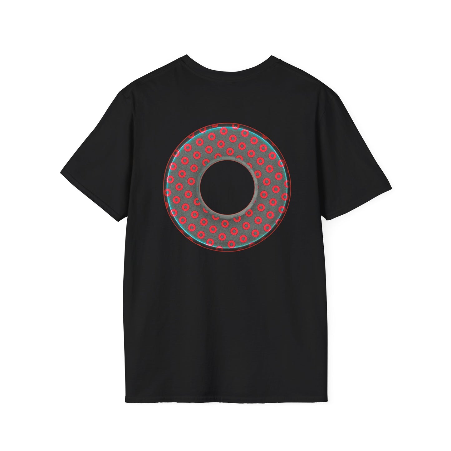Plain Donuts/Unisex Soft-Style - "Plain Electric Paradoxical Donuts" - dark teal/red donuts