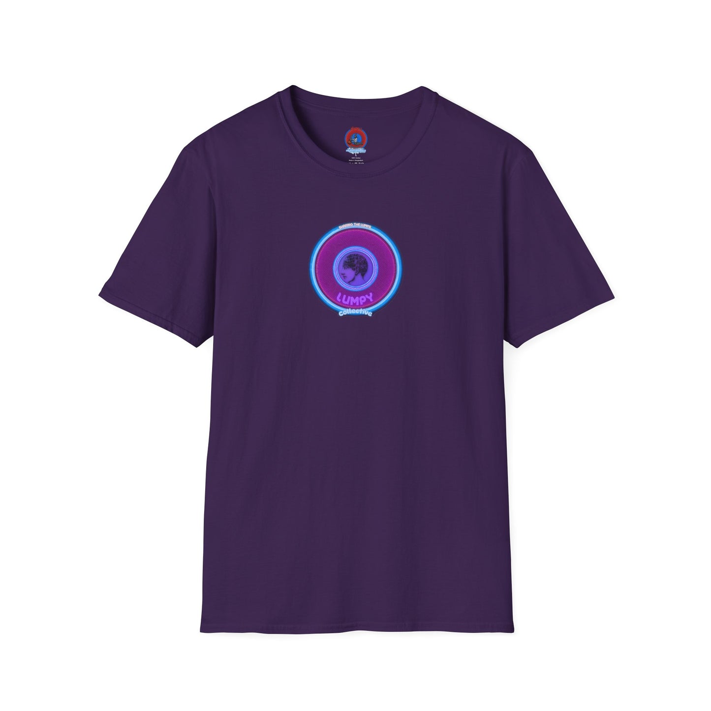 Classic Donut Tee - Unisex Soft-Style - "Lumpy Collective Donut" - rustic purple/light blue lumpy donut - variant 2