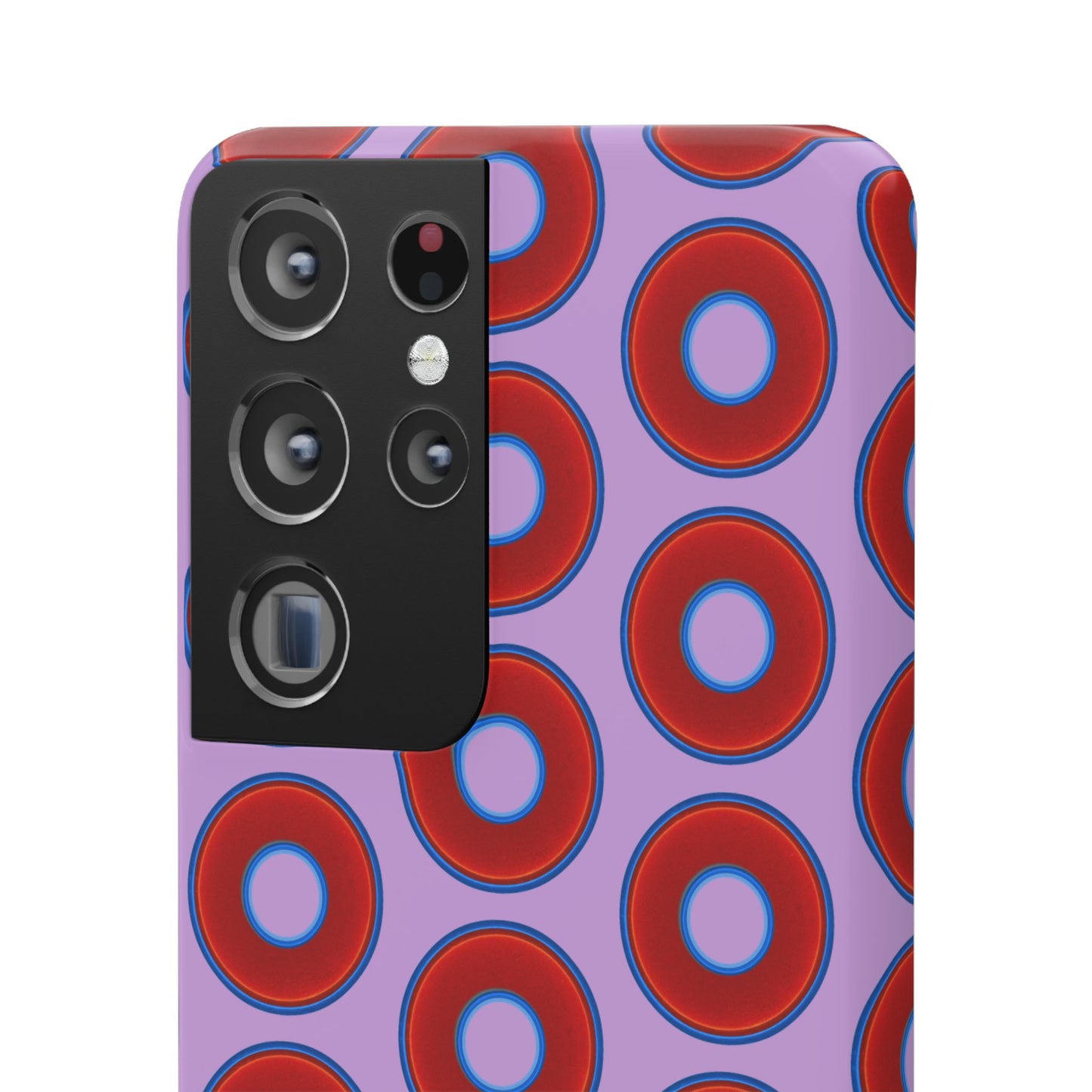 Lumpy Donut Snap Case - red vivid donut print w/wisteria purple background