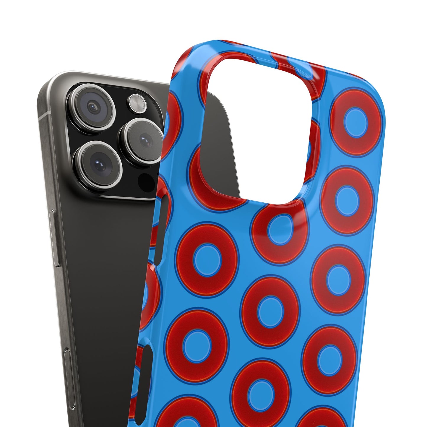 Lumpy Donut Snap Case - red vivid donut print w/sky royal blue background