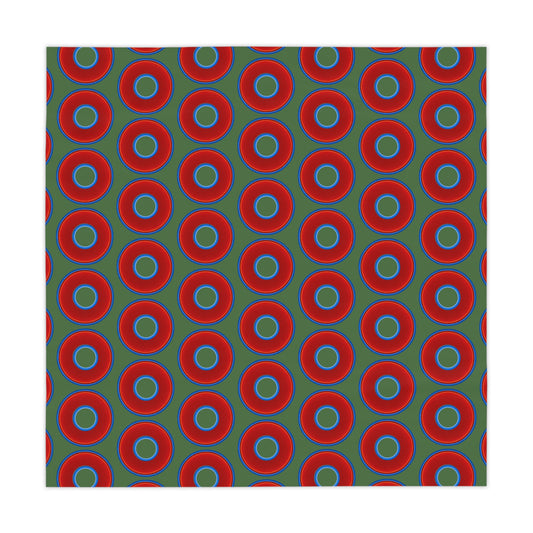 Lumpy Tablecloth - 55.1" x 55.1" - vivid red donuts w/dark green background