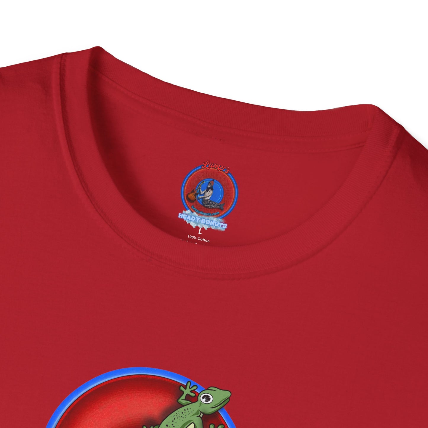 Classic Donut Tee - Unisex Soft-Style - "Practically Extinct Tee Shirt" - plump vivid red donut- variant 2