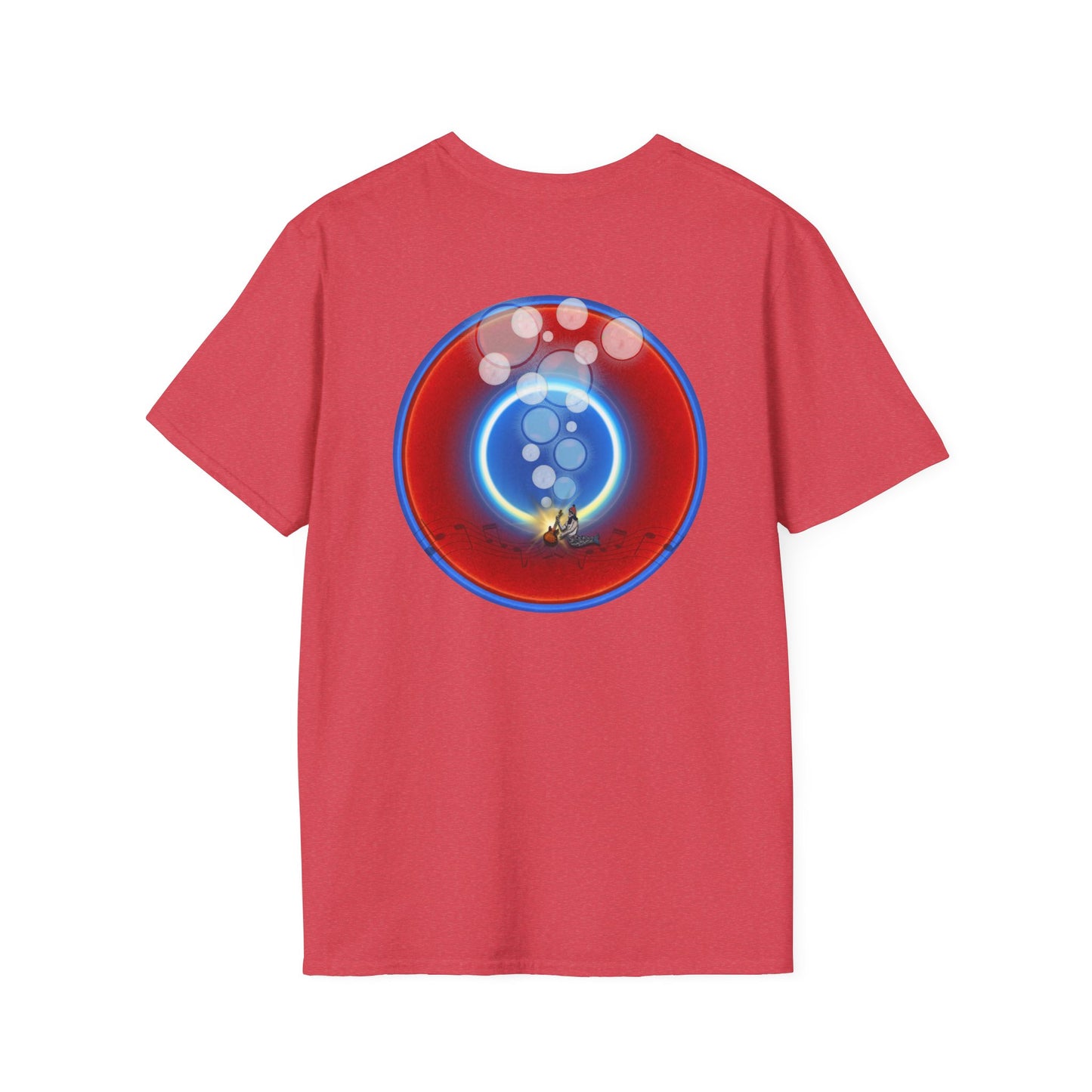 Classic Donut Tee - Unisex Soft-Style - "Bubbler's Donut Tee" - vivid red/blue donut