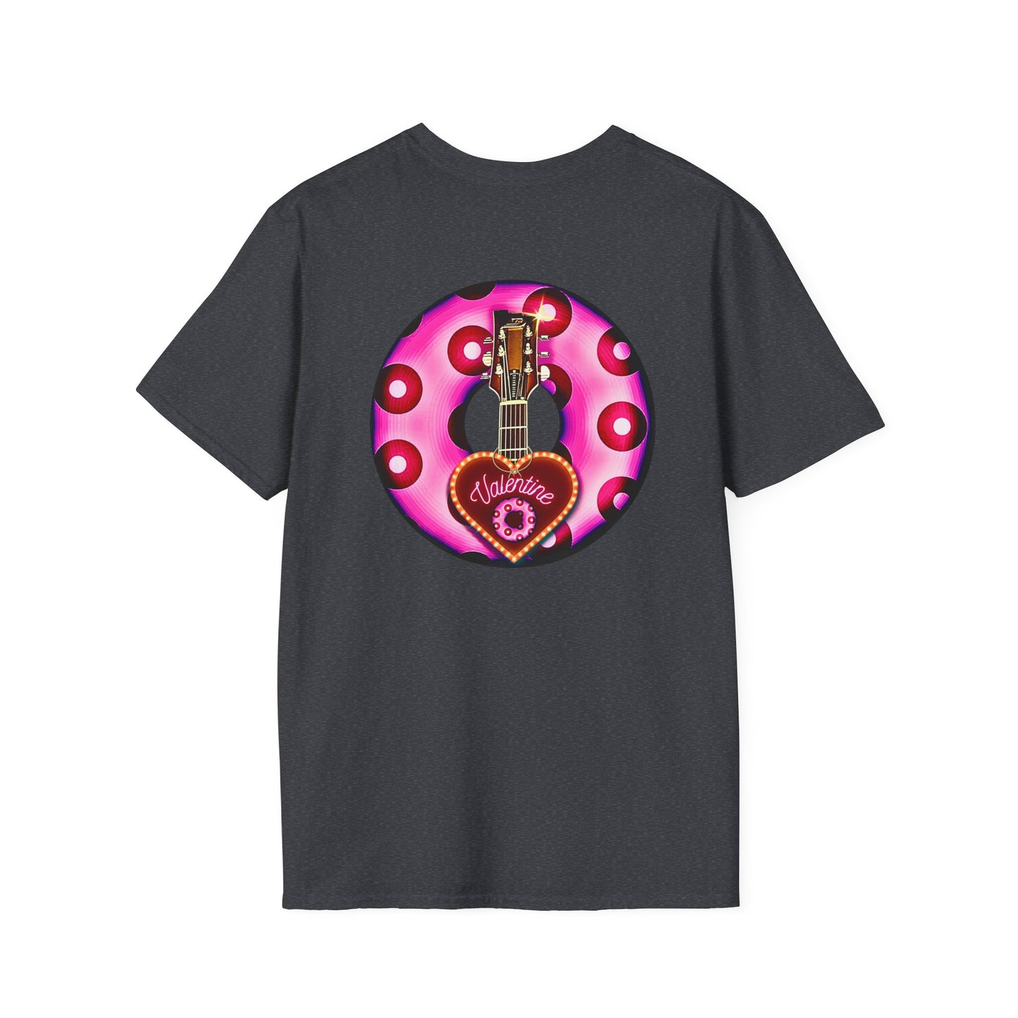 Classic Donut Tee - Unisex Soft-Style - "Would You Be My Donut?" - paradoxical bubblegum pink/red donut - variant 2