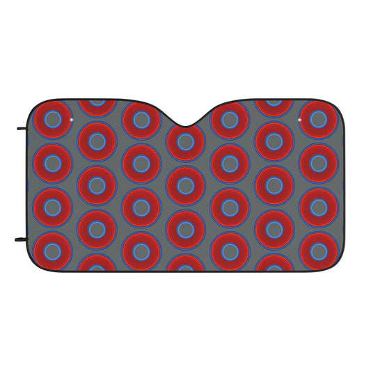 Automotive Donut Sun Shade - red vivid donuts w/dark gray background