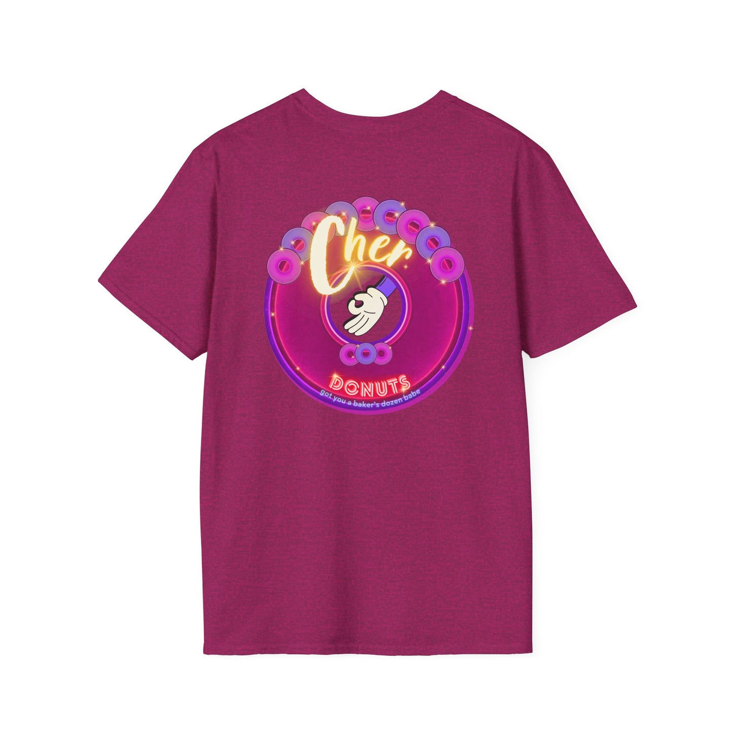 Classic Donut Tee - Unisex Soft-Style - "Chering is Caring Donut' - vivid magenta/purple donut