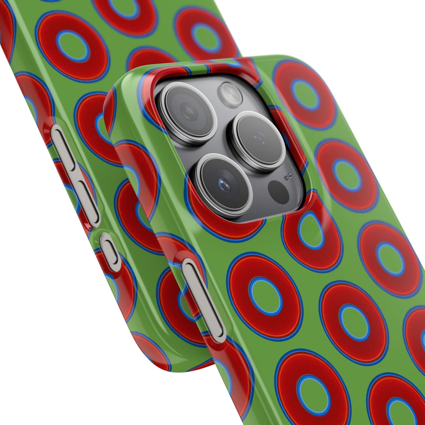 <Lumpy Donut Snap Case - red vivid donut print w/light green background