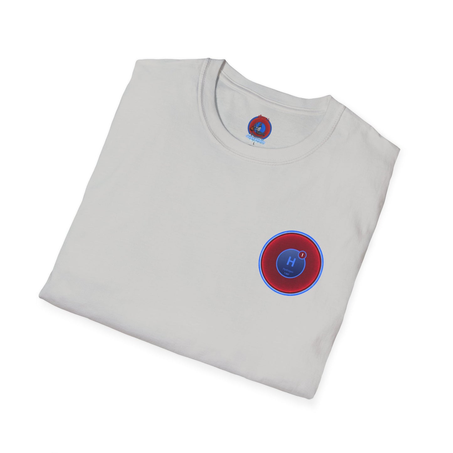 Classic Donut Tee - Unisex Soft-Style - "I am 10% Hydrogen Tee" - vivid red/light blue donut