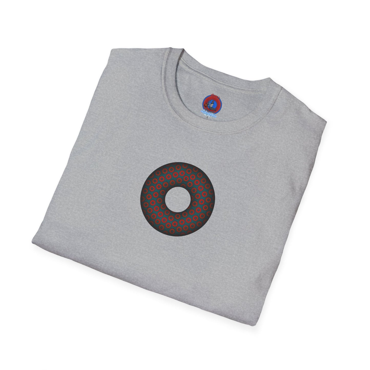 Plain Donuts/Unisex Soft-Style - "Plain Paradoxical Grided Donuts" - red/faded navy donuts