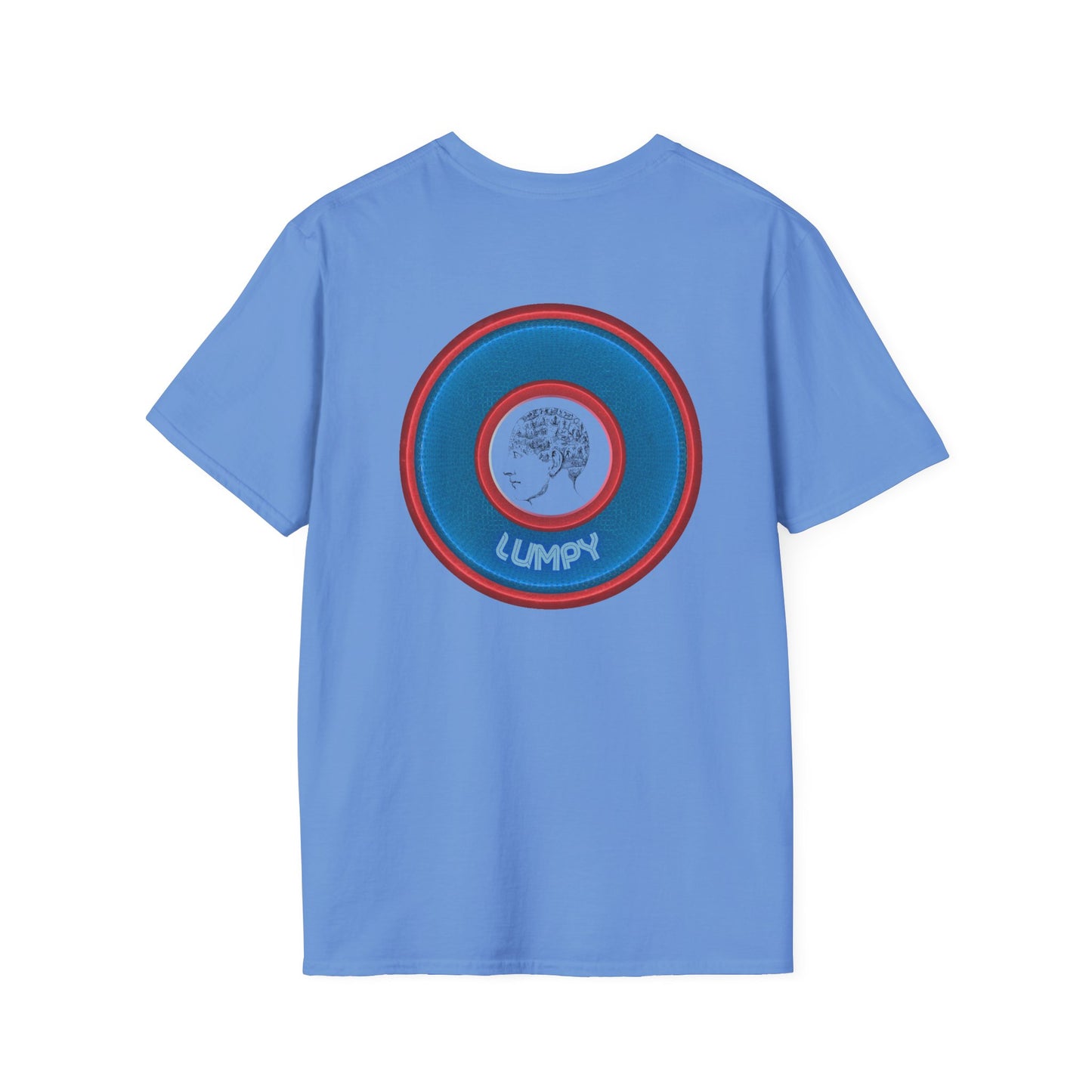 Classic Donut Tee - Unisex Soft-Style - "The Lumpy Donut" - variant 2 - blue/red donut