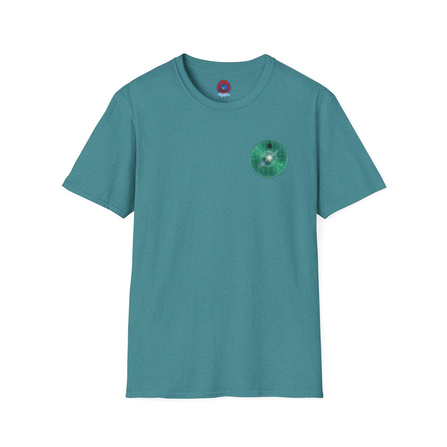 Classic Donut Tee - Unisex Soft-Style - "Harry's Hoodlum Donut" - series 1.0  - variant 4 - lights on/green donut(s)