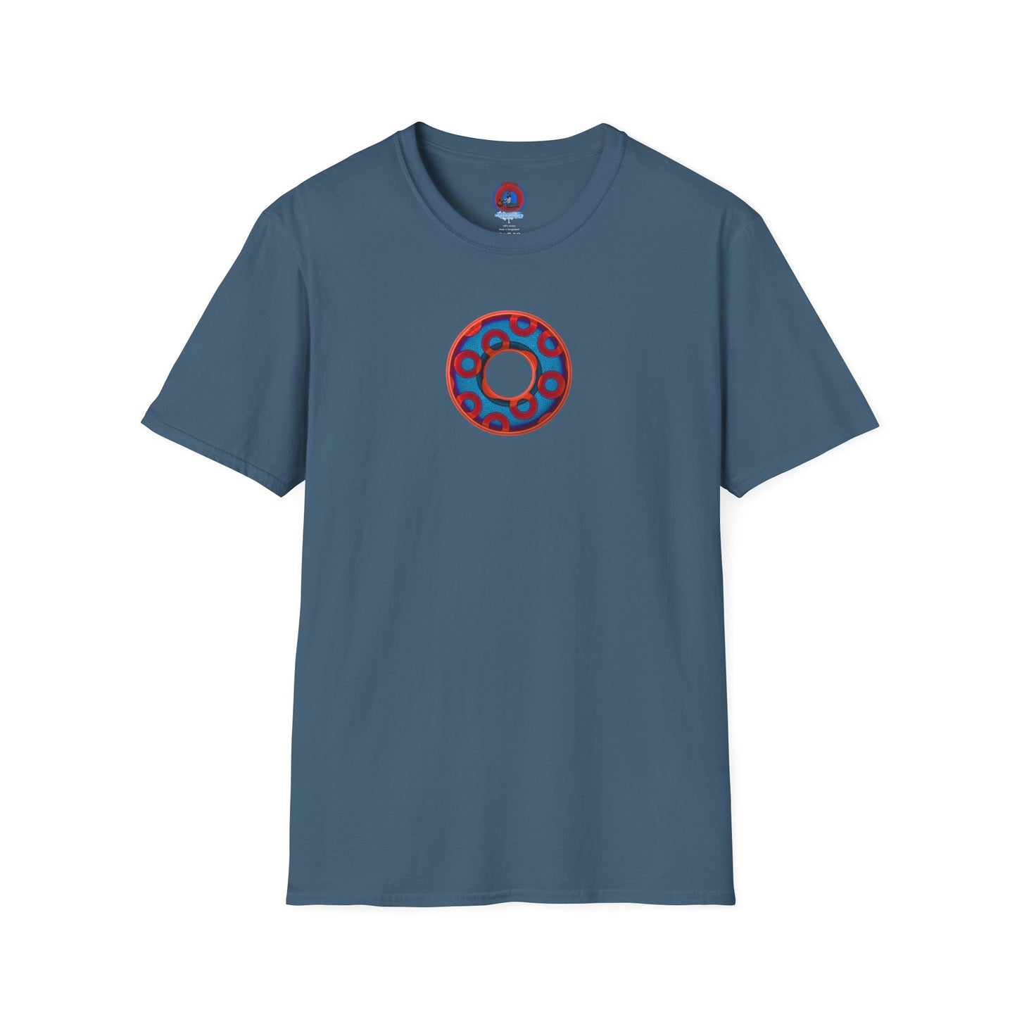 Plain Donuts/Unisex Soft-Style - "Plain Rustic Paradoxical Donuts" - red/light royal blue donuts