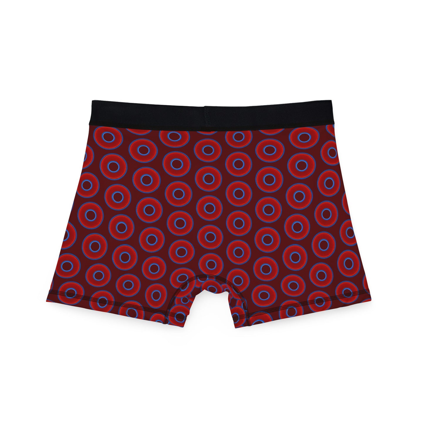 Men's Donut Boxers - red vivid donuts w/dark red background
