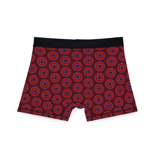Men's Donut Boxers - red vivid donuts w/dark red background