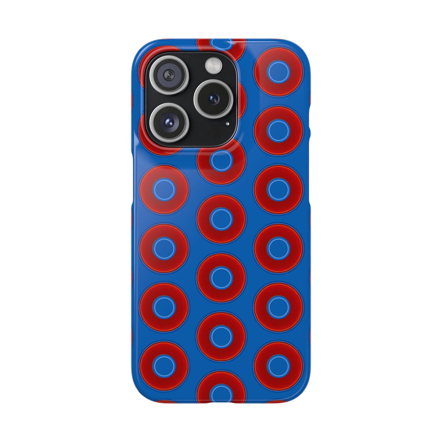Lumpy Donut Snap Case - red vivid donut print w/dark royal background
