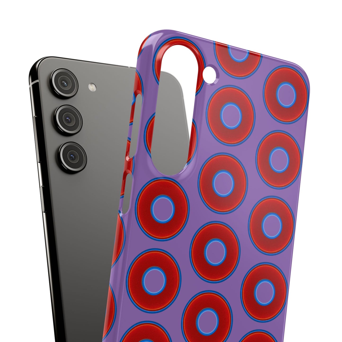 Lumpy Donut Snap Case - red vivid donut print w/light purple background