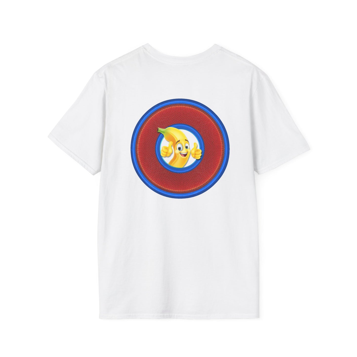 Classic Donut Tee - Unisex Soft-Style - "Dis sheet, it's bananas!" - series 1.0 - variant 6 - traditional red/blue donut