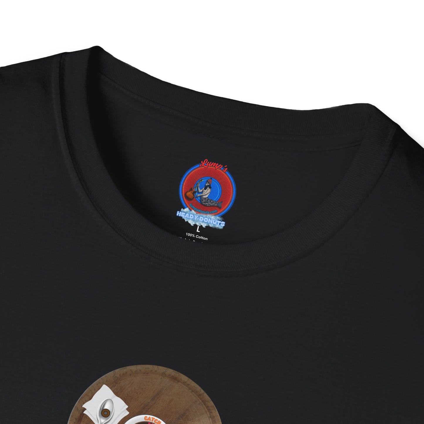 Coffee Traders Tee - Unisex Soft-Style - "Columbia House CDs " - paradoxical donut - variant 1 - coffee front/logo back