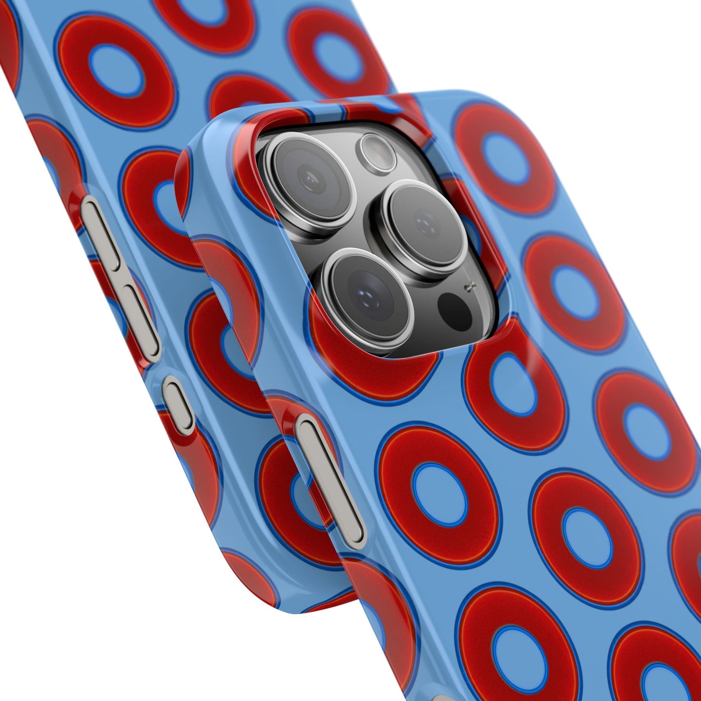 Lumpy Donut Snap Case - red vivid donut print w/light blue background