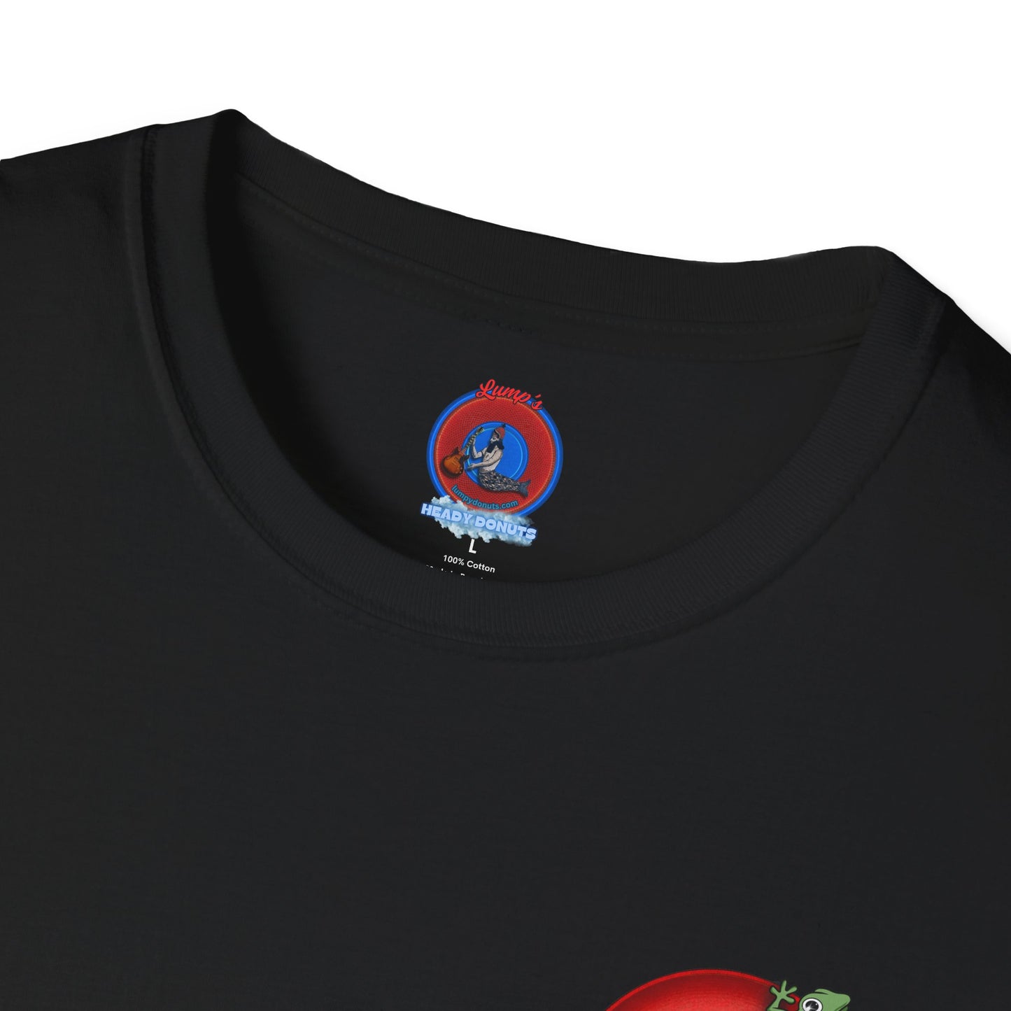 Classic Donut Tee - Unisex Soft-Style - "Practically Extinct Tee Shirt" - plump vivid red donut - variant 1