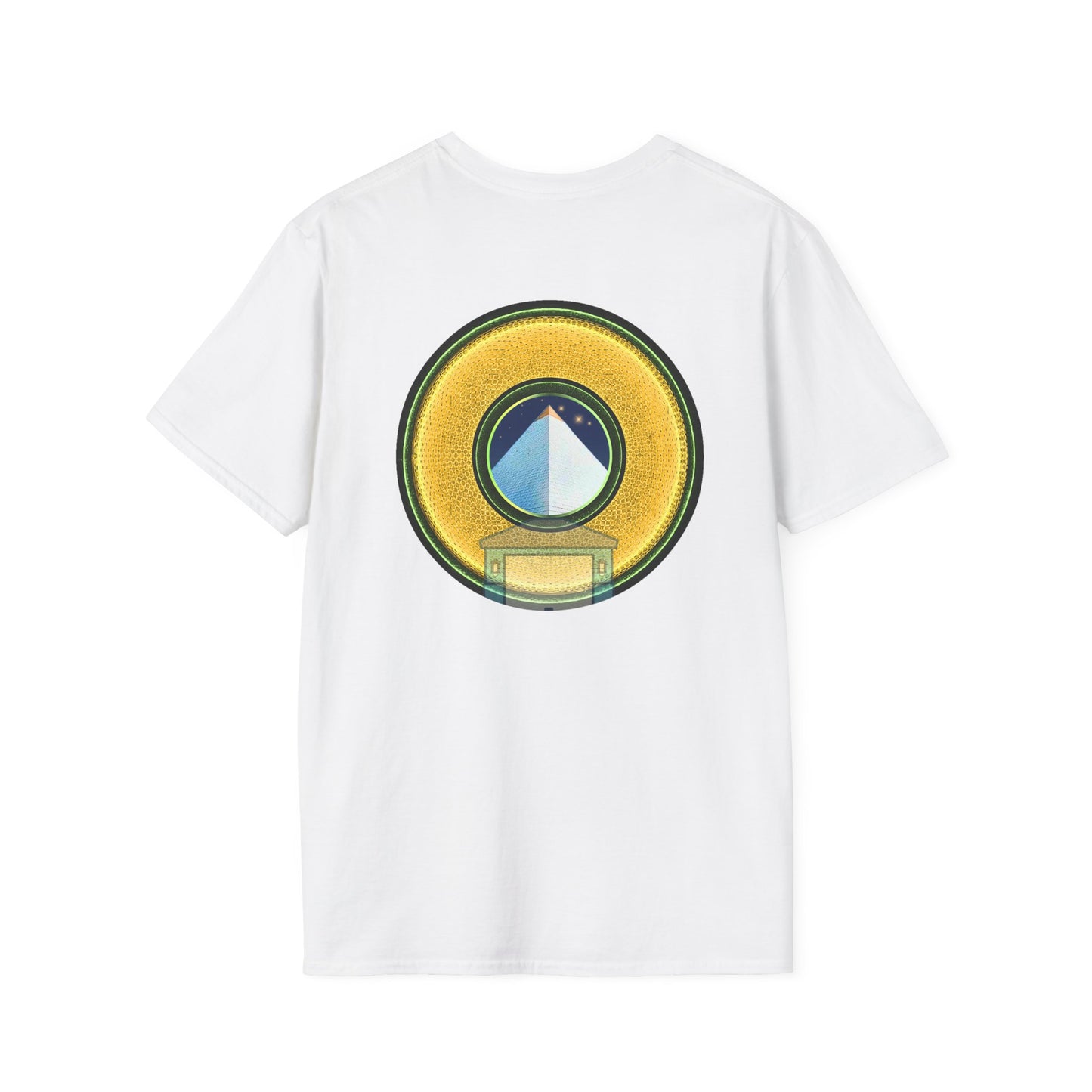 Classic Donut Tee - Unisex Soft-Style - "Limestone Donuts so Large" - variant 4 - golden donut w/garage