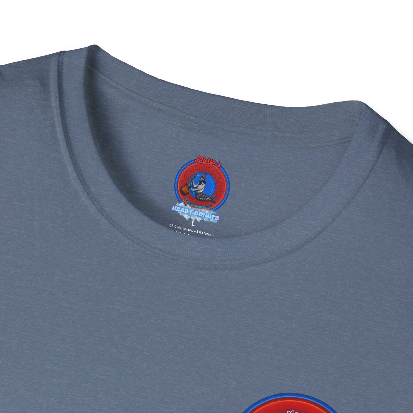 Classic Donut Tee - Unisex Soft-Style - "Phishmas Caroler's Tee " - vivid red/blue donut - variant 4