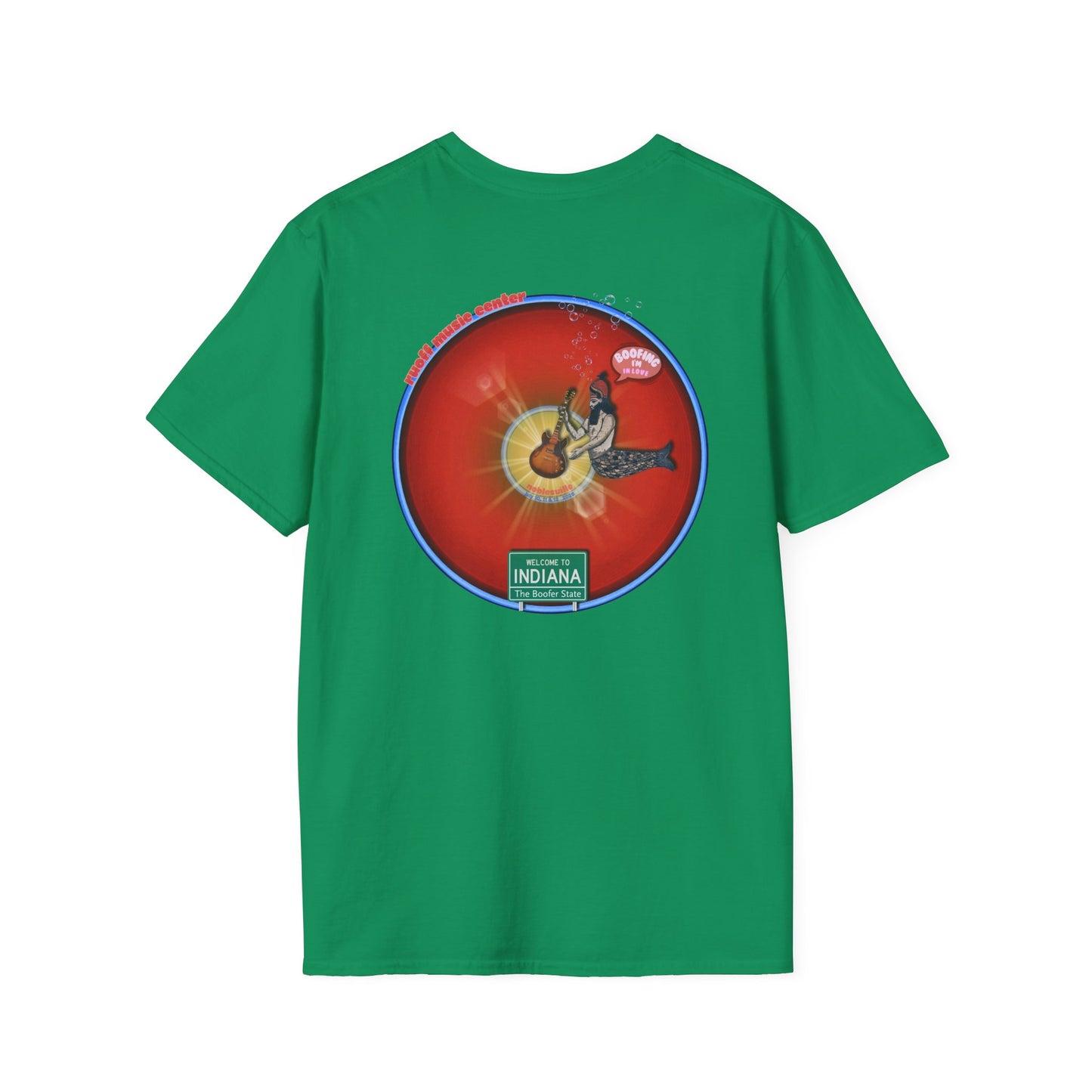 Classic Donut Tee - Unisex Soft-Style - "Indiana is for Boofers" - vivid red/blue plumpy donut - variant 1 - w/toppings