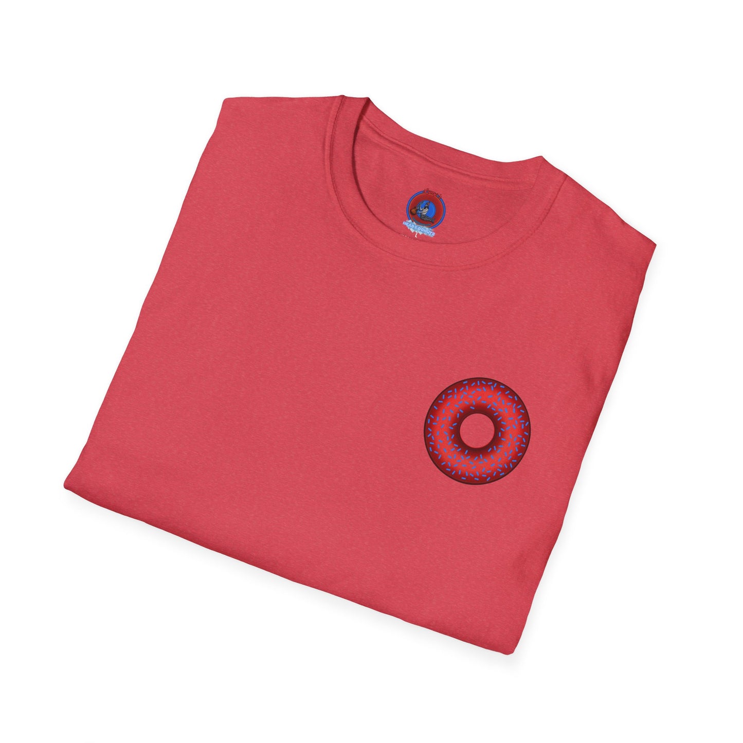 Classic Donut Tee - Unisex Soft-Style - "Plain Plump Donut w/" - plump red donut w/blue sprinkles