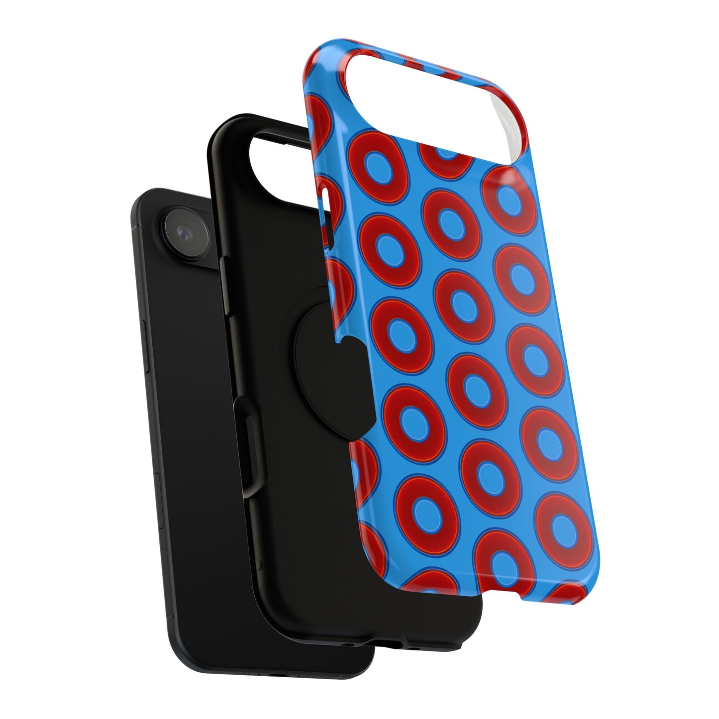 Impact-Resistant Lumpy Donut Case - red vivid donut print w/sky royal blue background
