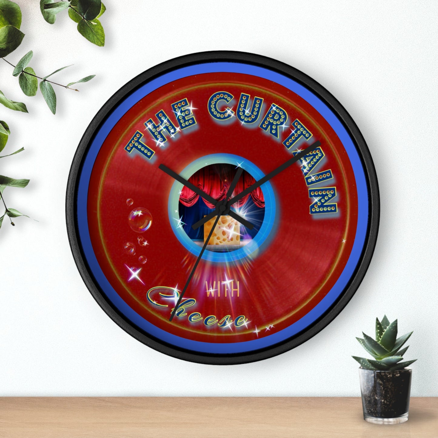 Lumpy Wall Clock - "The Official Donut W/" - variant 2 - vivid red donut w/royal blue background