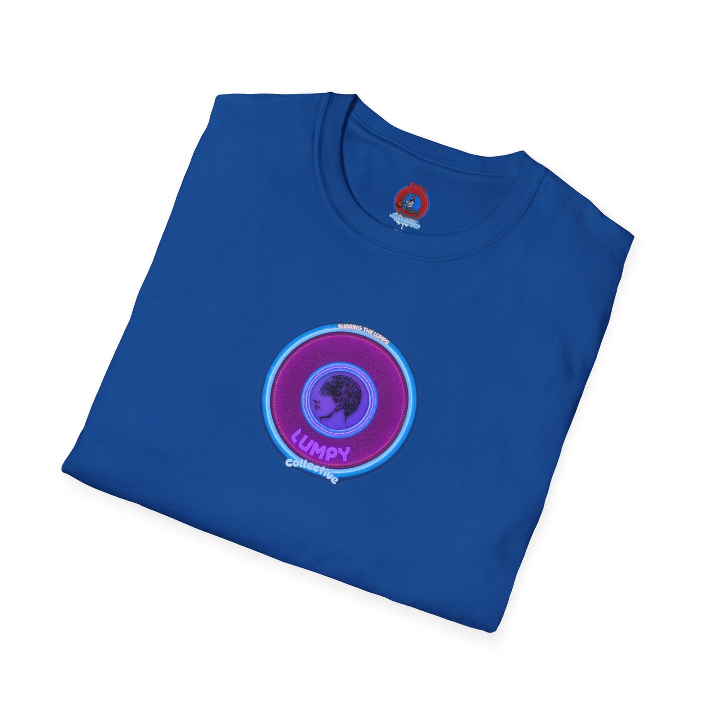Classic Donut Tee - Unisex Soft-Style - "Lumpy Collective Donut" - rustic purple/light blue lumpy donut - variant 2